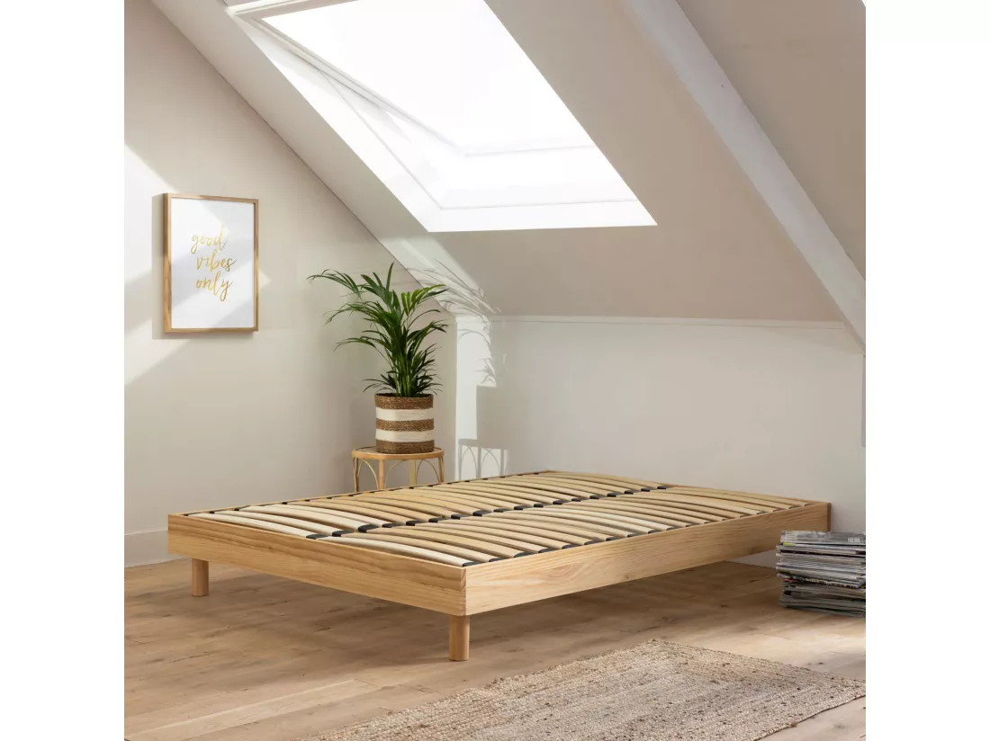 Sommier kit en bois massif naturel 160x200