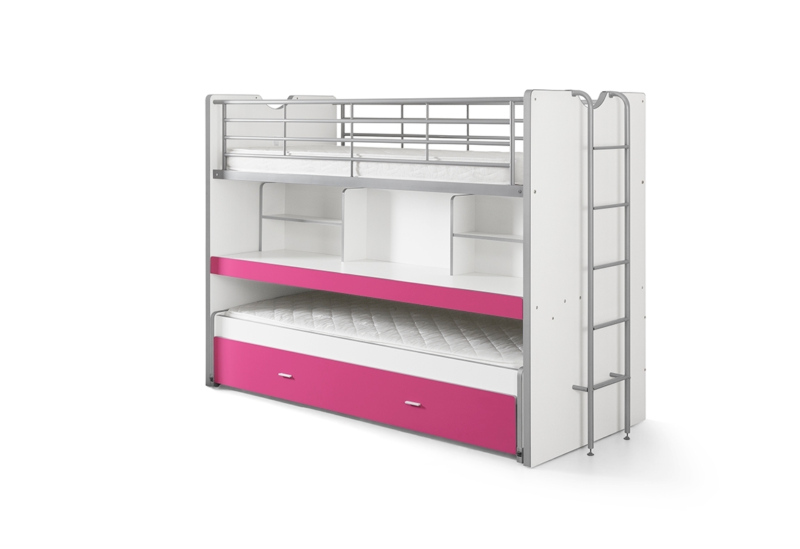 Funktions-Hochbett Bonny - weiß-pink - 2x 90x200 cm