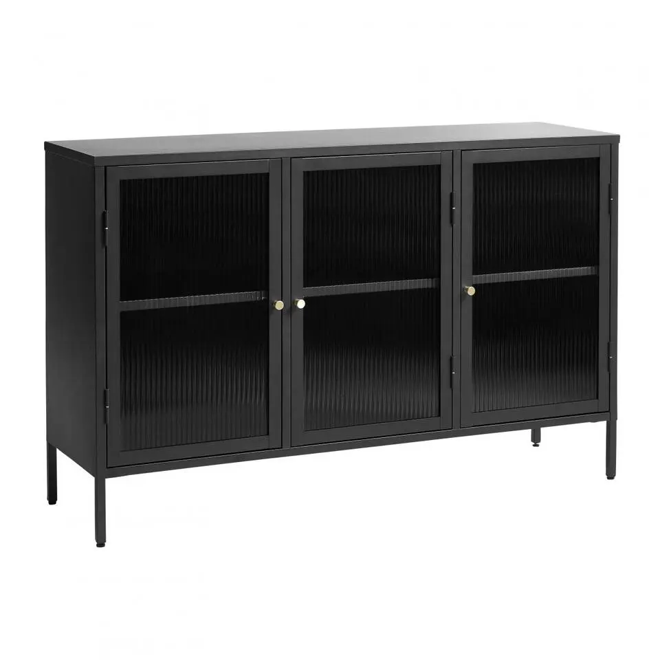 Nordic Home - Olan glazen dressoir - 130 cm - zwart