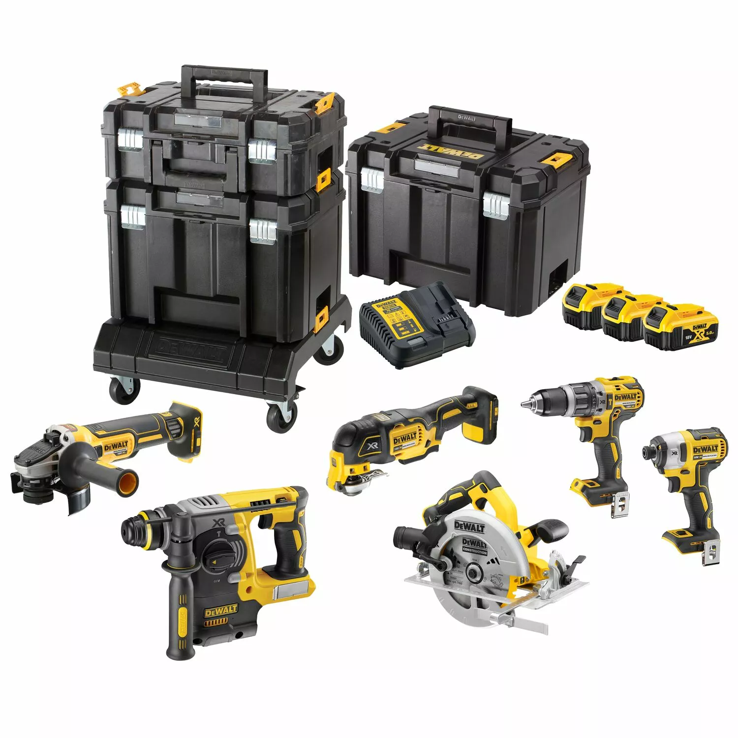 DeWALT DCK685P3T 18V Li-Ion accu 6-delige combiset (3x 5,0Ah accu) in TSTAK (incl. trolley) - koolborstelloos