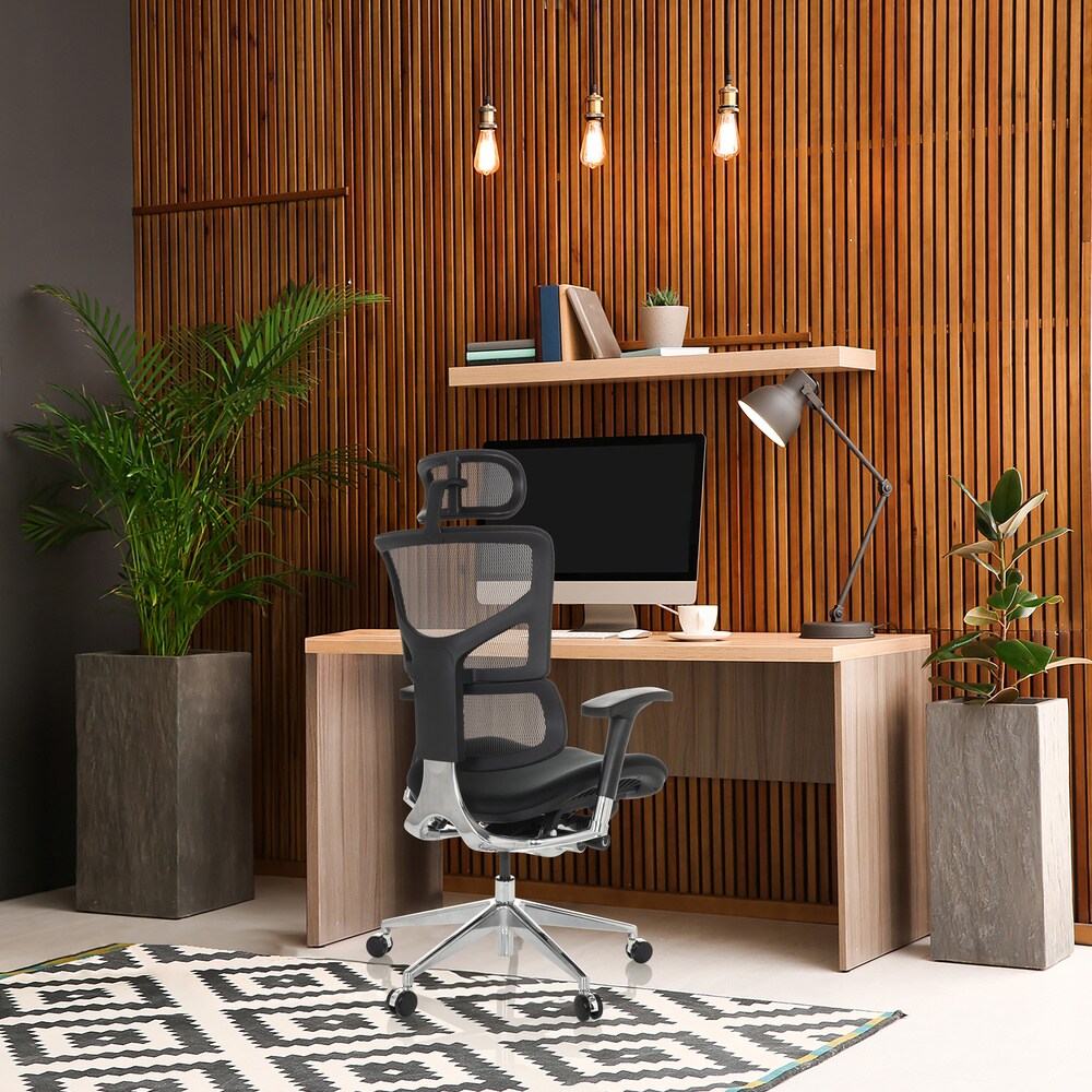 High End Bürostuhl ERGO-U2 FM Stoff/Netzstoff mit Armlehnen (höhenverstellbar) hjh OFFICE
