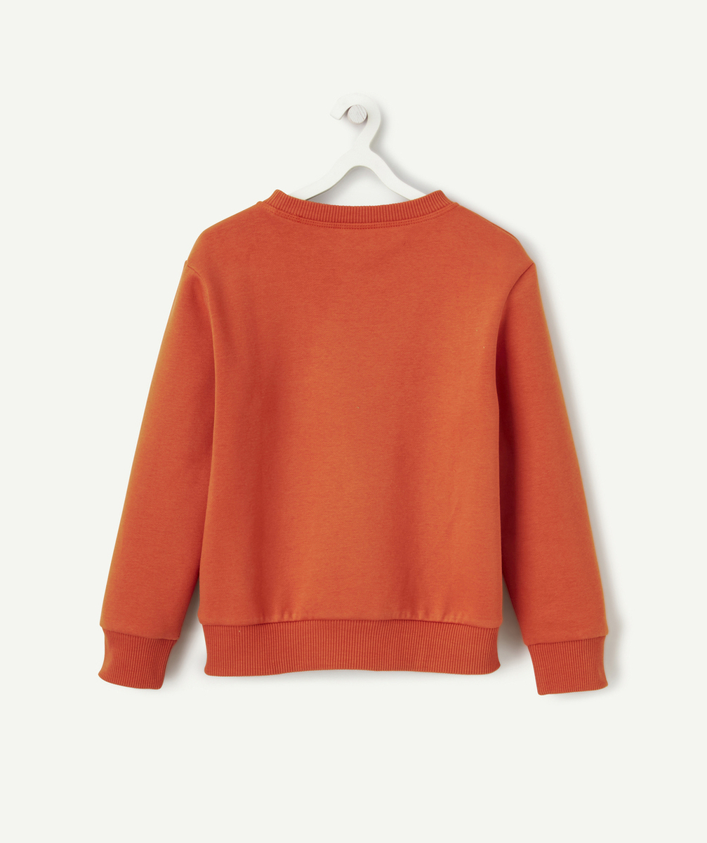 SWEAT GARÇON EN FIBRES RECYCLÉES ORANGE AVEC MESSAGE MONSIEUR COOL