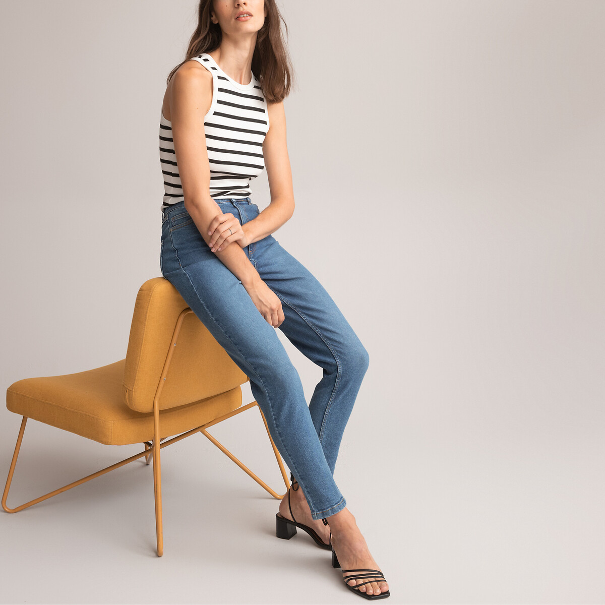 COLEÇÃO LA REDOUTE<br>Calça jeans Mom com cintura alta