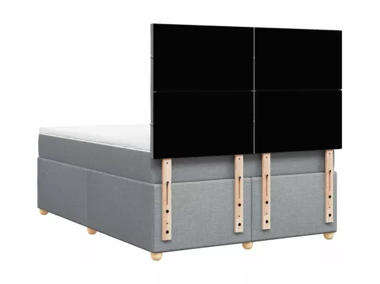 Sommier à lattes de lit avec matelas Gris clair 160x200cm Tissu