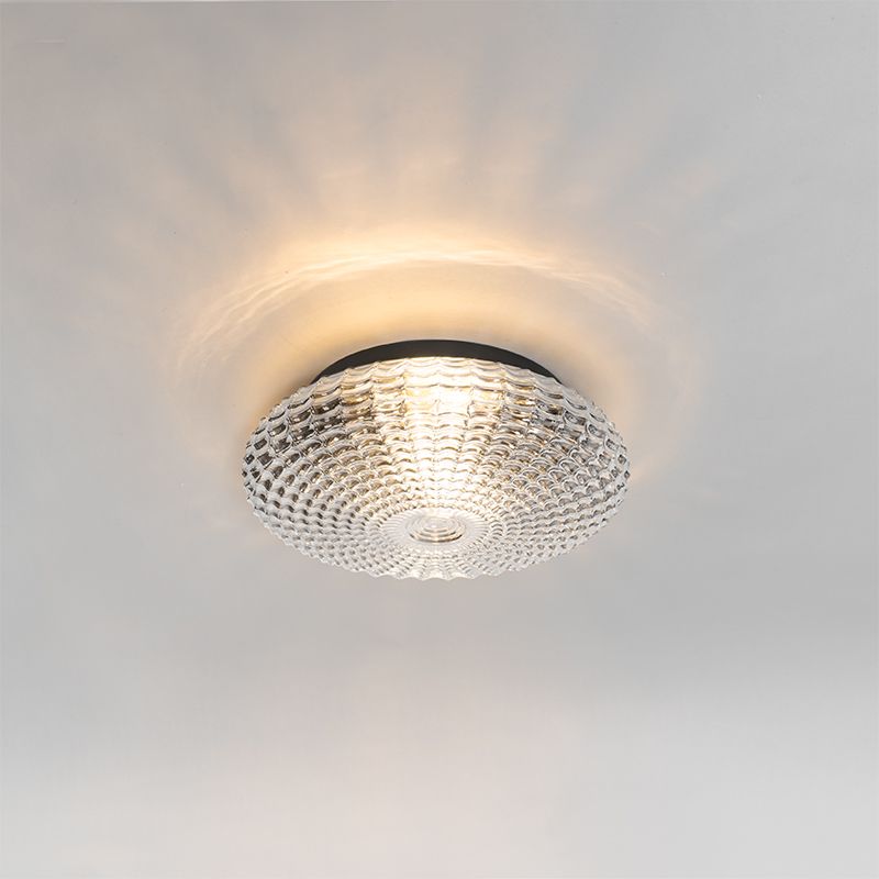 Klassieke plafondlamp zwart met smoke glas 35 cm IP44 - Nohmi