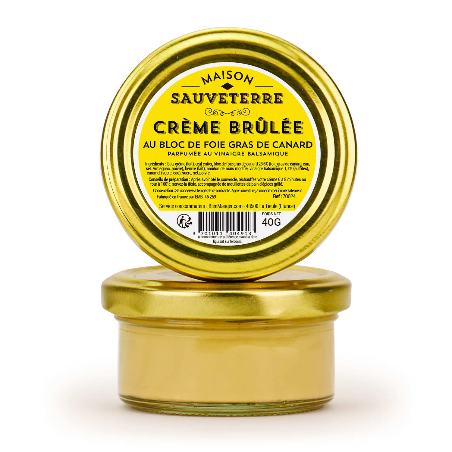 Crème brûlée au bloc de foie gras de canard et vinaigre balsamique