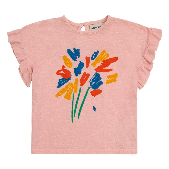 Bobo Choses T-Shirt Volants Coton Bio Feux d'Artifice | Rose
