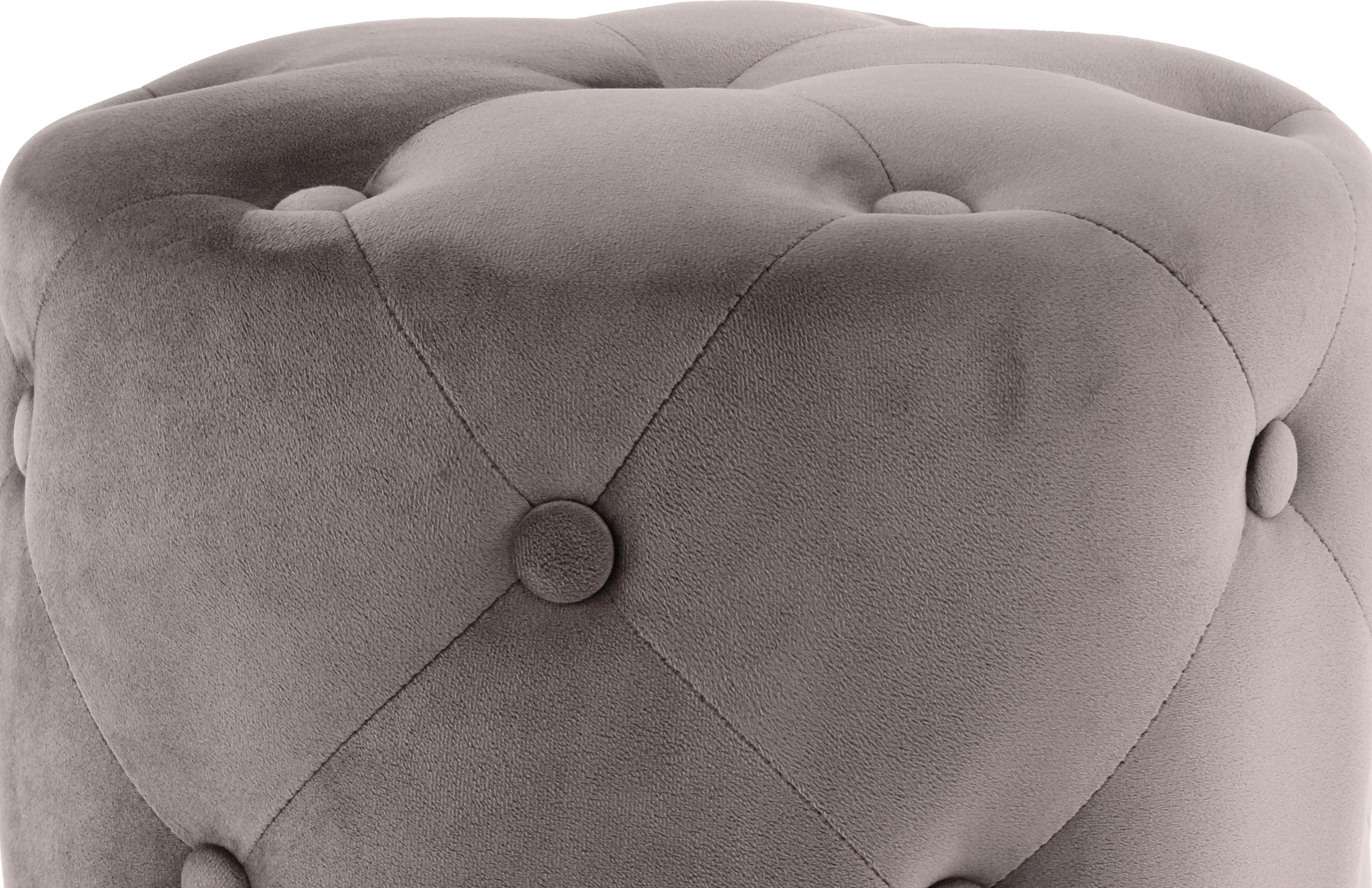 Kayoom Sitzhocker »Hocker Piano 225,  in dekorativem Design, mit weichem Velvet-Bezug« 1 Stk. tlg. rund, glamourös, hochwertig, gesteppt, mit eingelassenen Dekoknöpfen