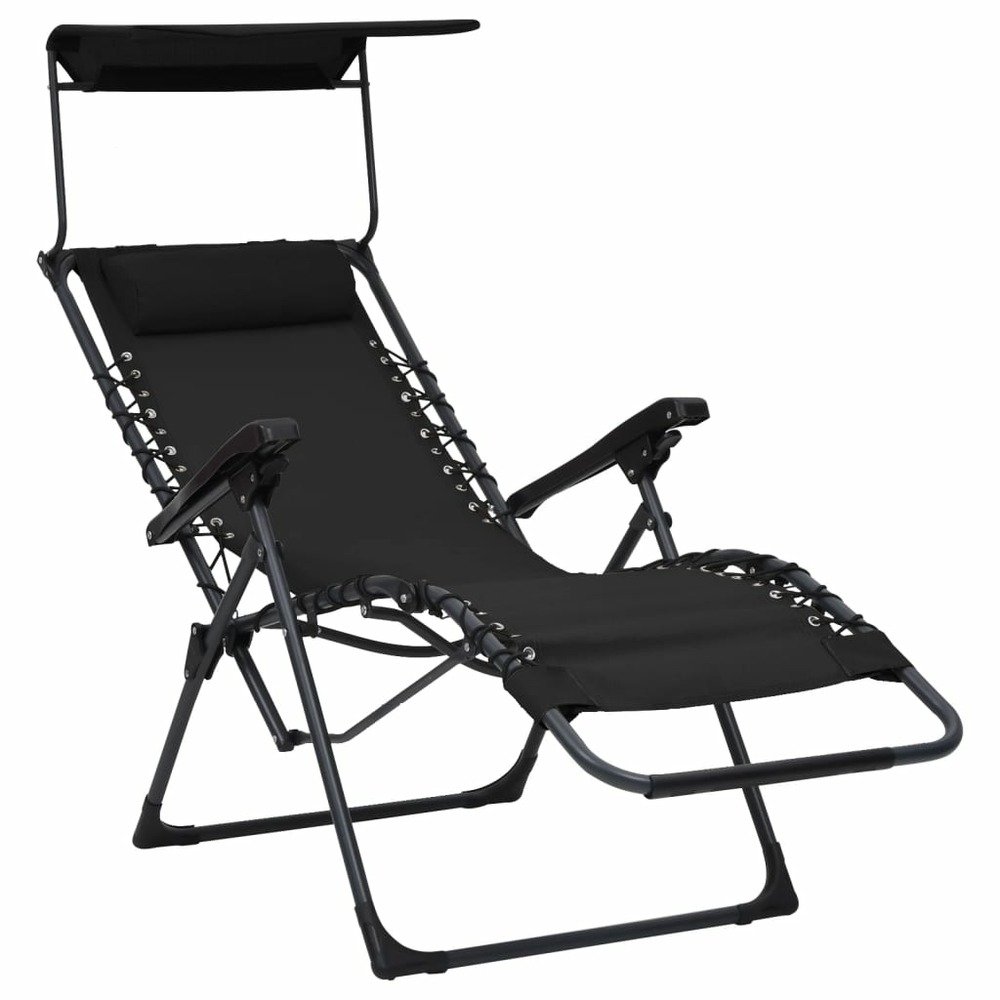 Lot de deux chaises pliables de terrasse textilène noir
