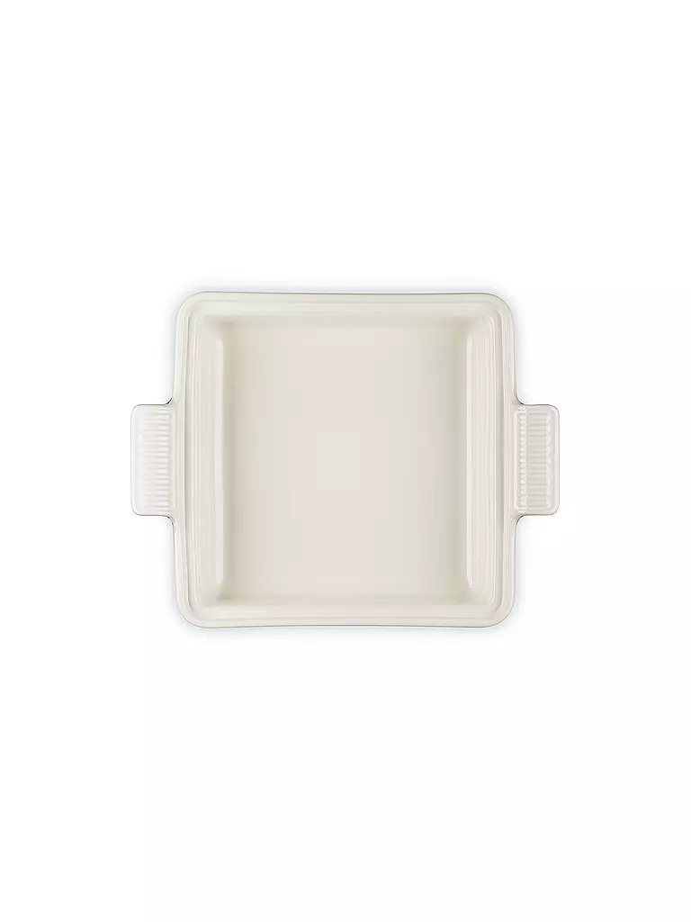 LE CREUSET Auflaufform 23cm Tradition mit Deckel aus Steinzeug quadratisch Meringue creme