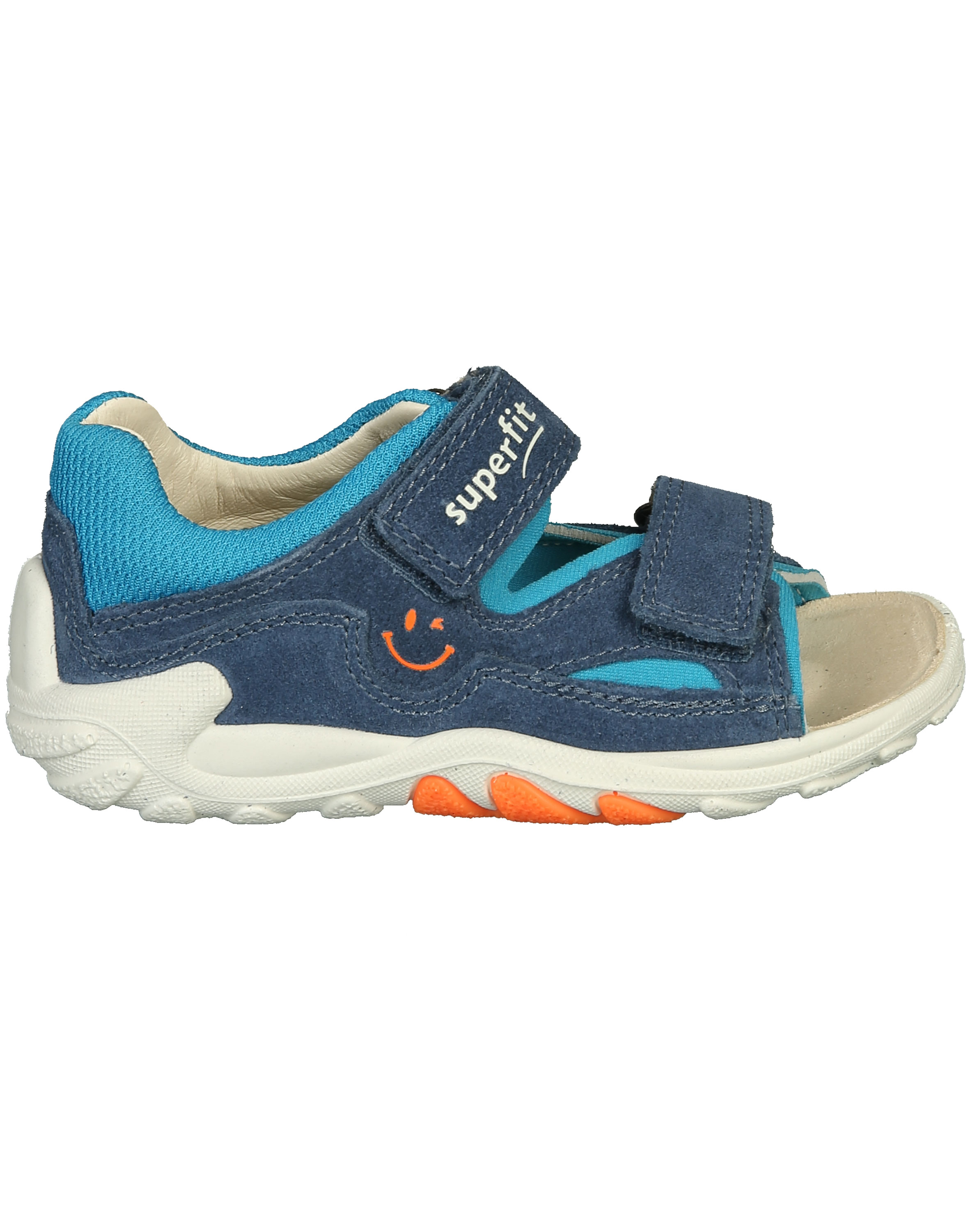 Leder-Sandale FLOW mit Klett in blau/türkis