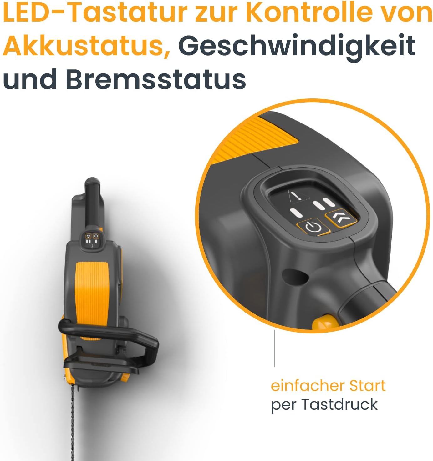 STIGA CS 700e Akku-Kettensäge, 48V ePower, 1,2 kW bürstenloser Motor, PX Low Profile Kette, LED-Panel, Soft-Touch-Griff, Akku und Ladegerät nicht enthalten