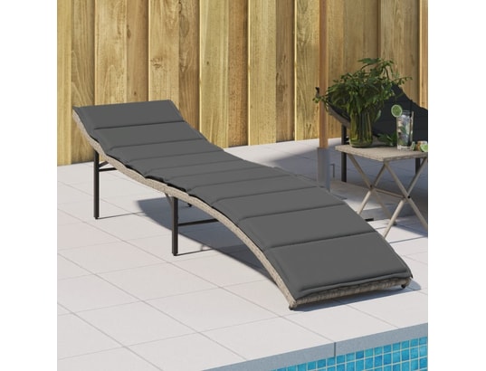 VIDAXL - Bain de soleil Chaise longue et coussin gris clair 55x199x50 cm résine tres...