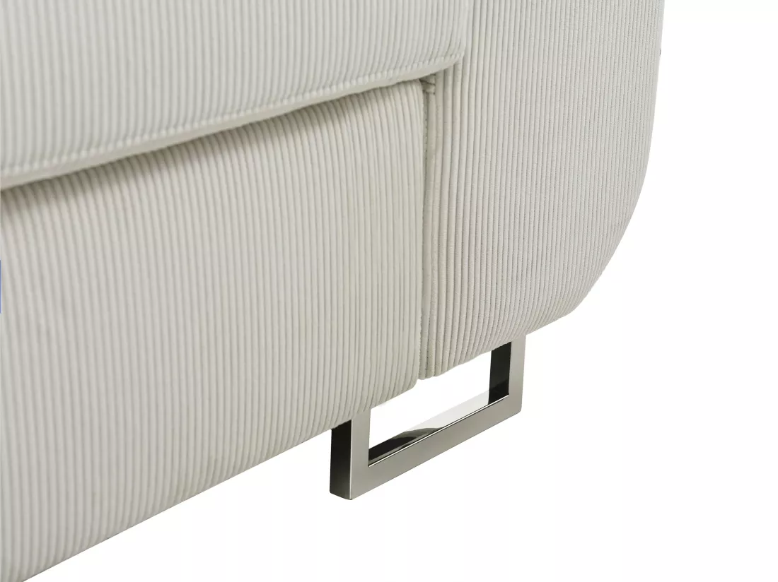 Canapé d'angle gauche convertible en velours côtelé beige NURAZIO