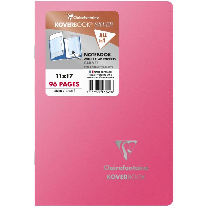 Carnet piqué Koverbook Silver 11x17 cm 96 pages ligné couverture polypropylène opaque - Assortis