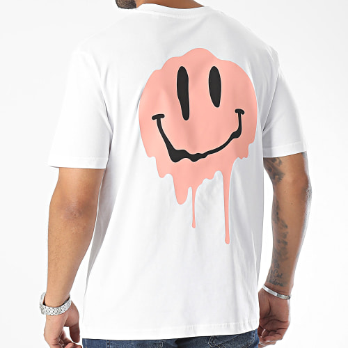 Tee Shirt Oversize Large Dripping Smiles Blanc Rose