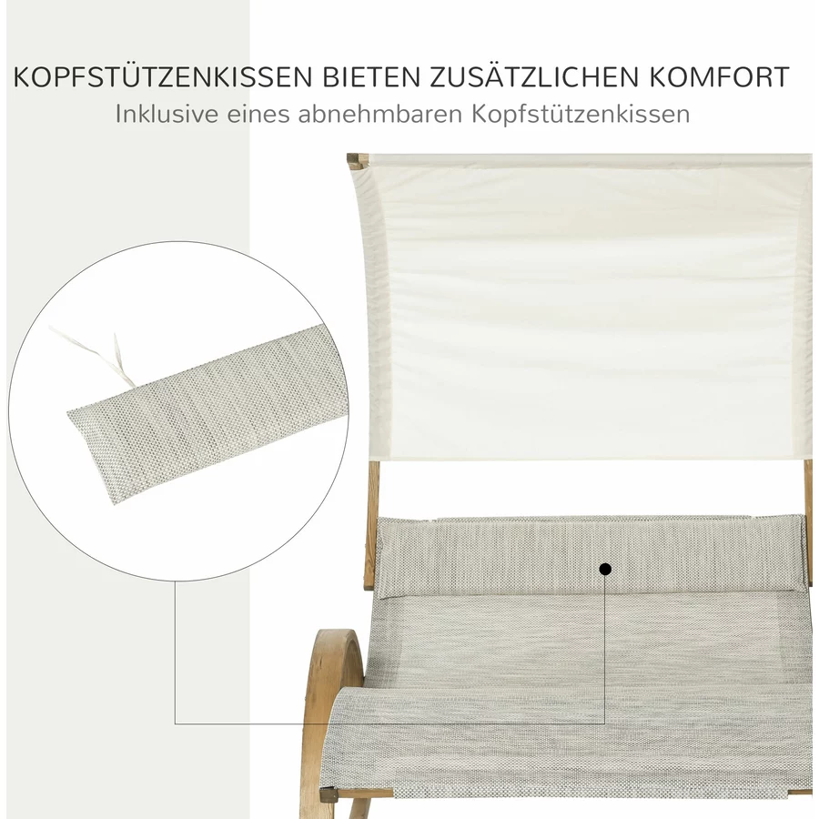 Outsunny Sonnenliege für 2 Personen grau, weiß