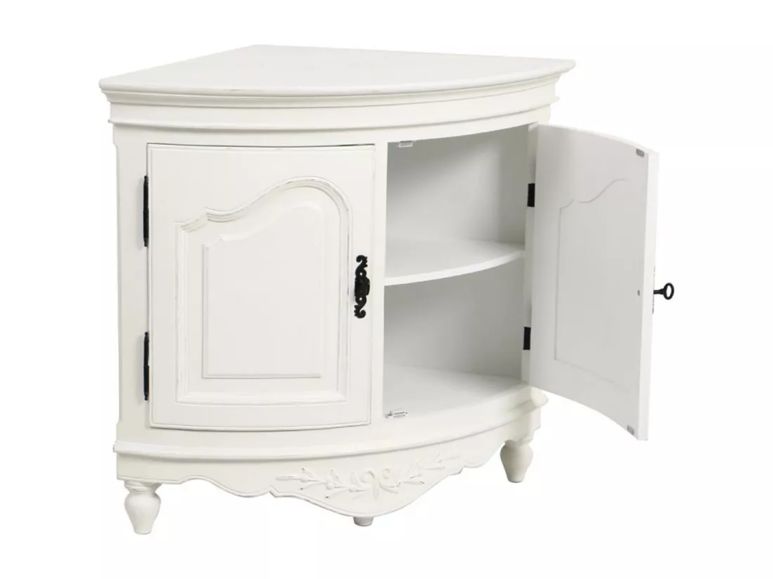 Encoignure Basse Bois-MDF Blanc - Romance Interior's
