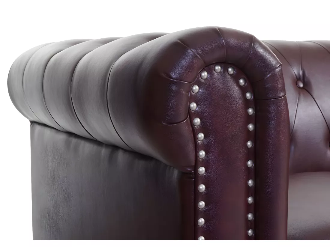 Fauteuil relax Edinburgh Pieds ronds, pieds ronds, brun rouge