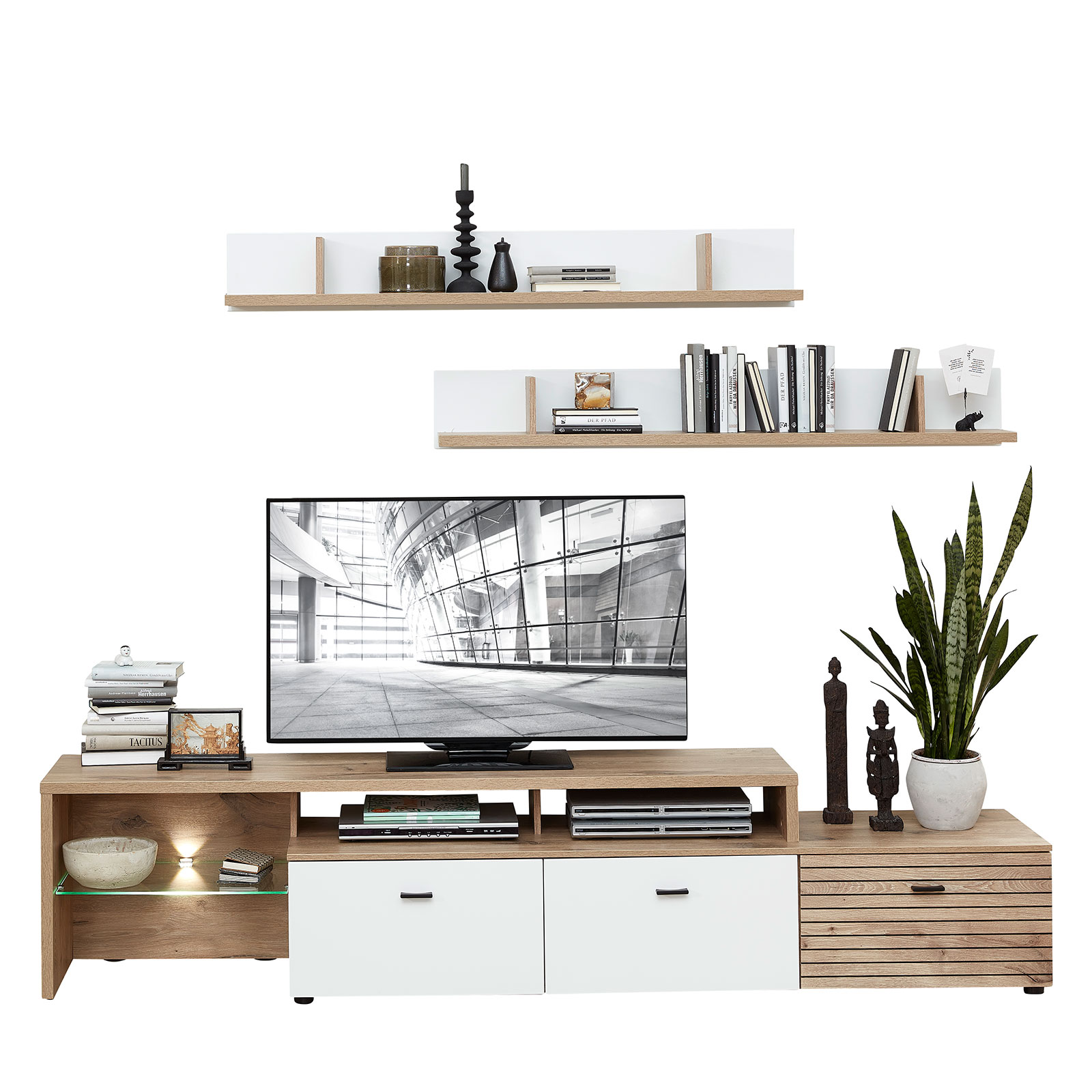 Wandboard - weiß-Viking Oak Nature - 144 cm