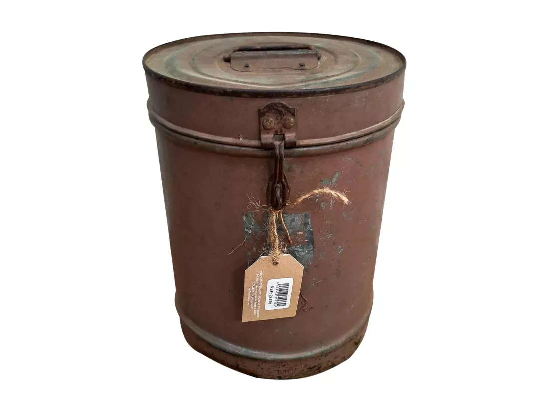 Bidon en metal marron 23x23x29h