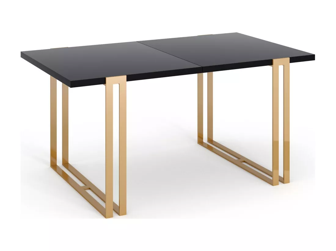 Table à Manger Extensible Style Loft - Grande Table Industrielle Avec Pieds Métalliques Dorés, Ajustable De 140 à 240 Cm - Table De Conférence - Gain De Place Pour