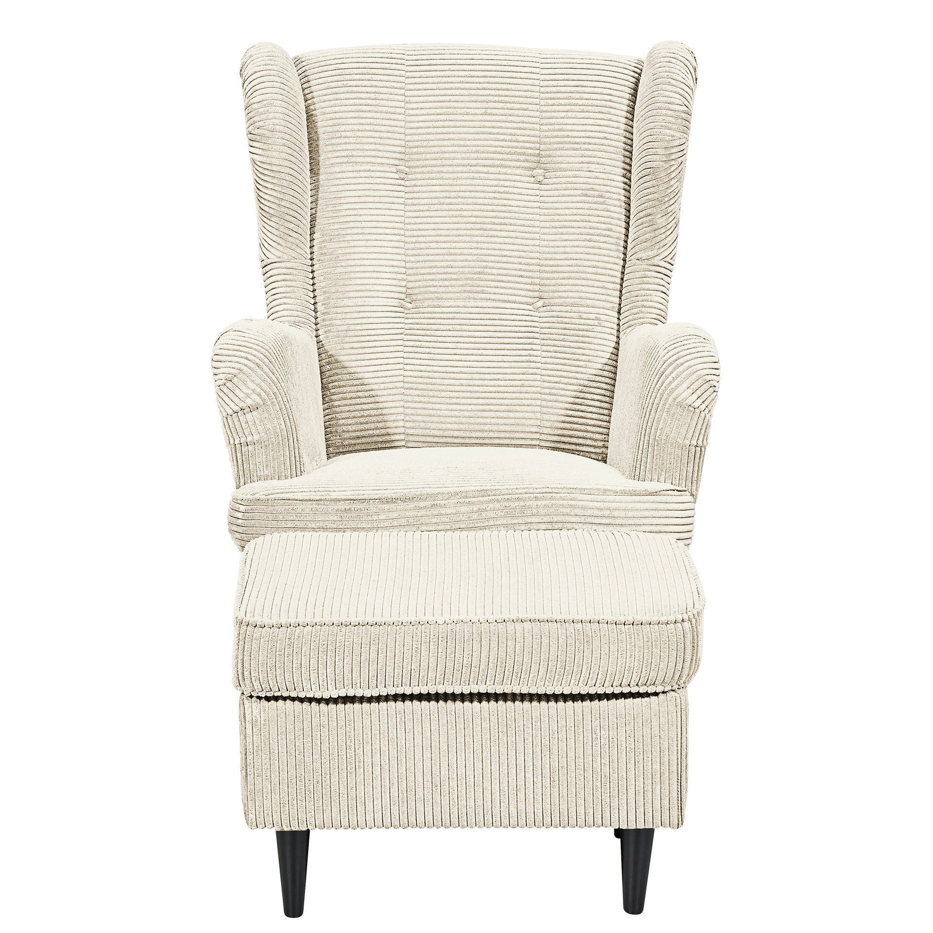 Ohrensessel - cream - Cord - Massivholzfüße