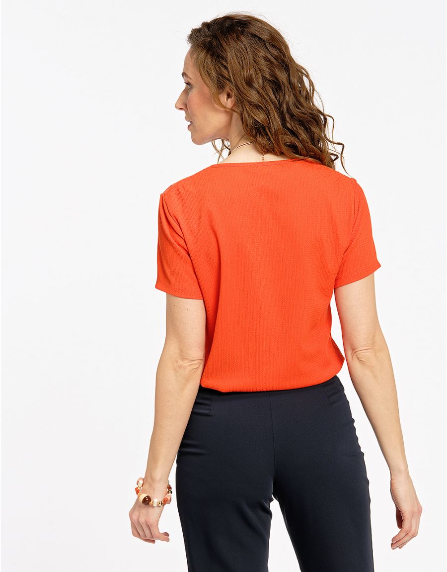 Blouse orange dentelle