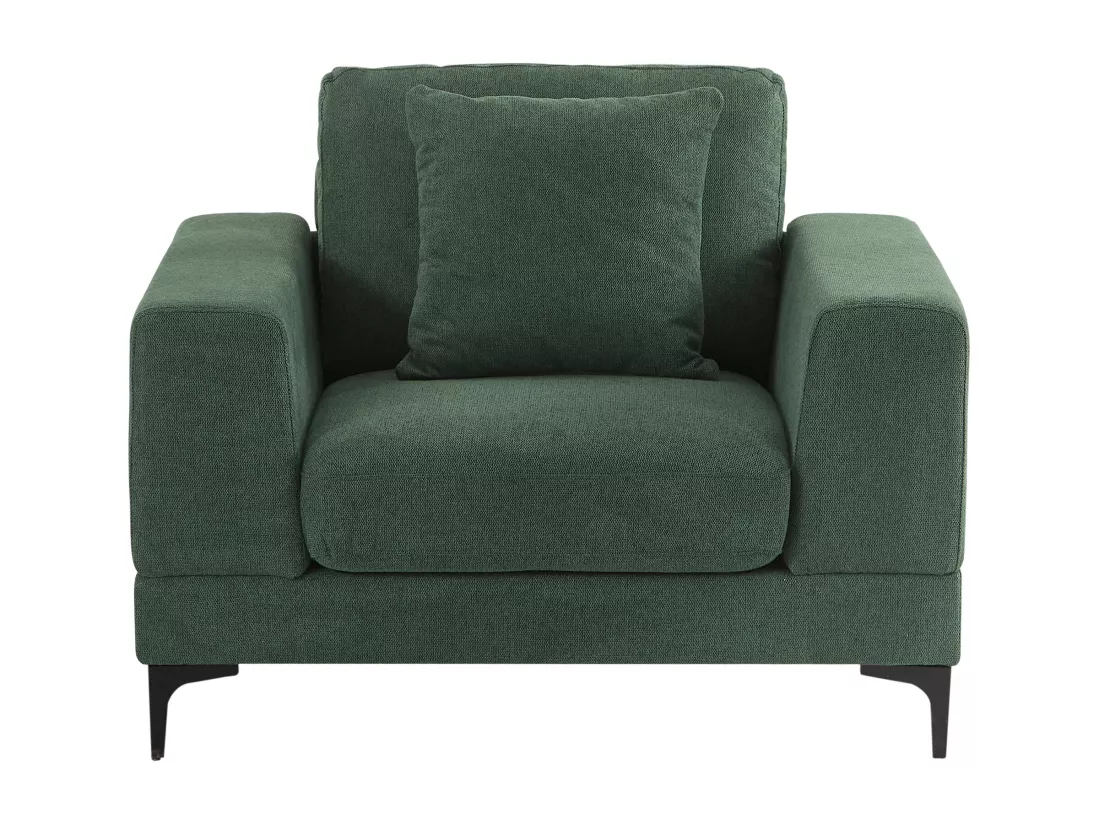 Canapé 3 places et fauteuil en tissu texturé vert JAMOLO