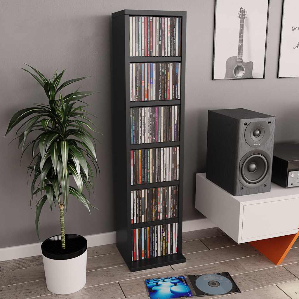 vidaXL CD-kast zwart 21x20x88 cm houtmateriaal