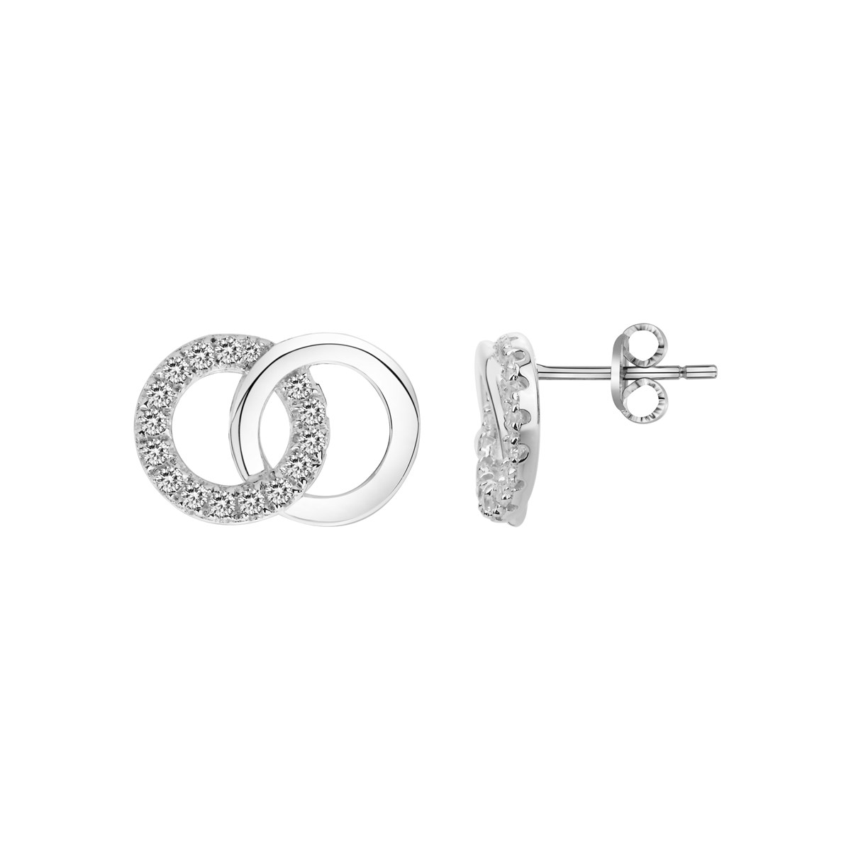 Boucles d'oreilles puces en Argent avec oxyde de zirconium blanc