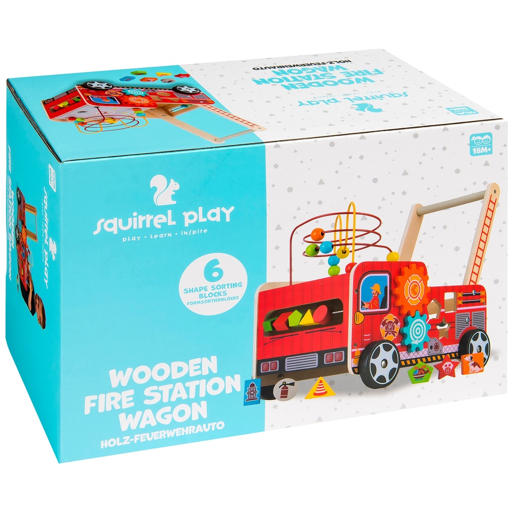 Eichhörnchen-Spielzeug-Feuerwehrwagen aus Holz