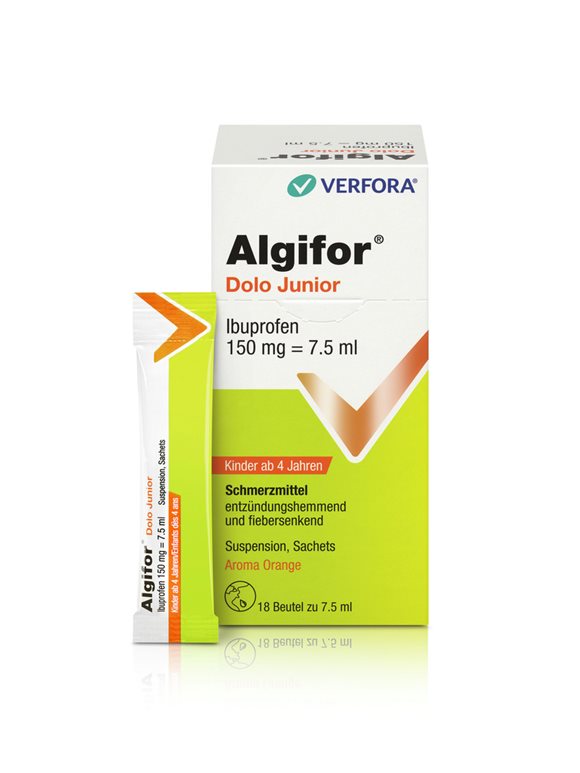 ALGIFOR Dolo Junior 150 mg/7.5ml<br>18 × 7.5 ml, Beutel, Suspension zum Einnehmen
