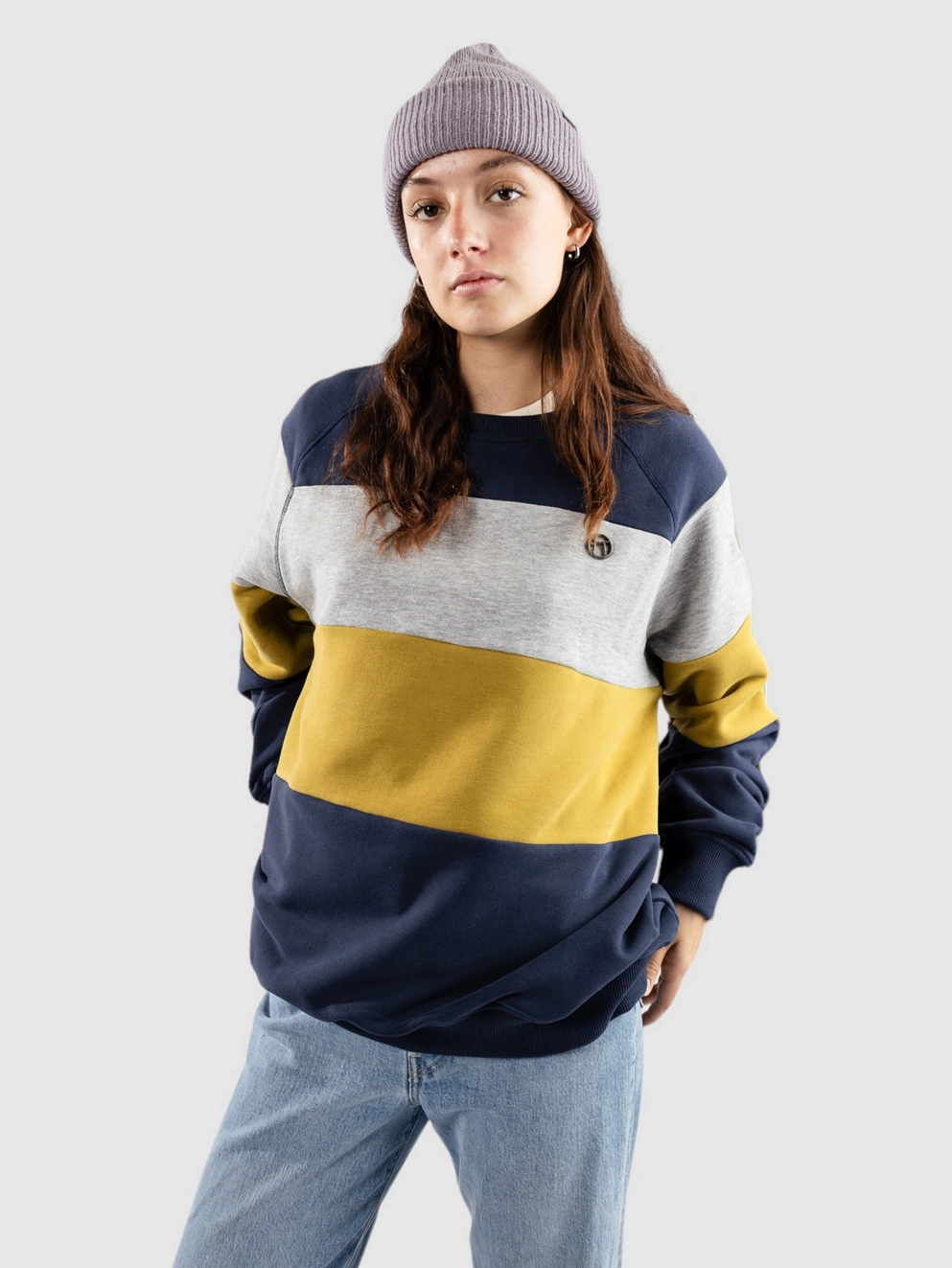 Kazane Anita Sweater bl iris lt htr gr ecru