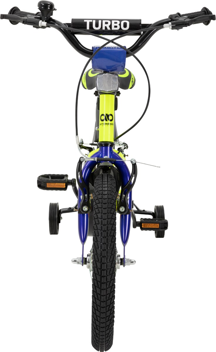 Actionbikes Kinderfahrrad Turbo 16 Zoll, Stützräder, V-Brake-Bremsen, Lenker-/Kettenschutz, Klingel