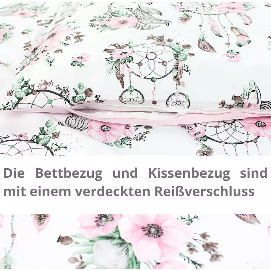 TupTam Kinder Bettwäsche Set 2-tlg rosagrün