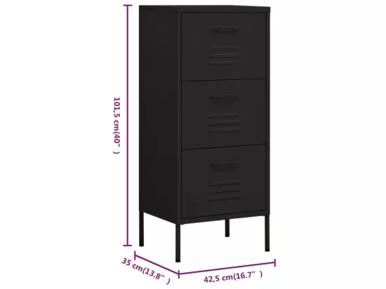 Armoire de rangement Noir 42,5x35x101,5 cm Acier