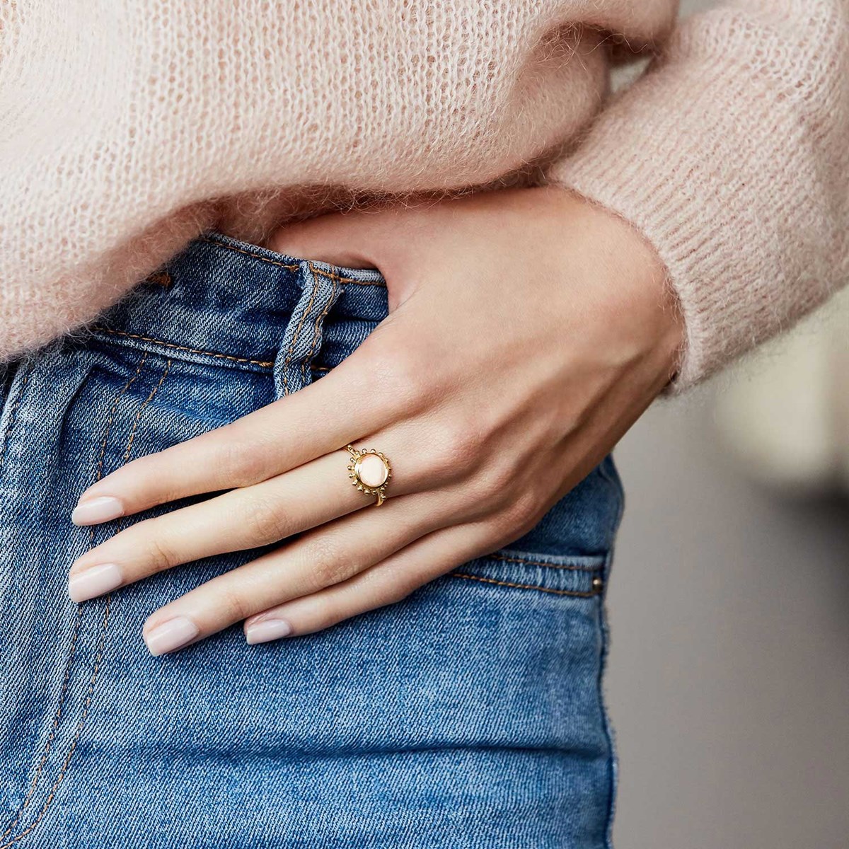Bague Soleil et Quartz Rose, Surya