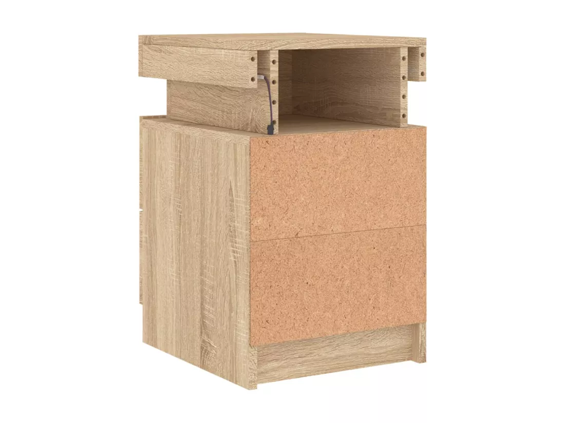 Table de chevet avec lumières LED chêne sonoma 35x39x55 cm