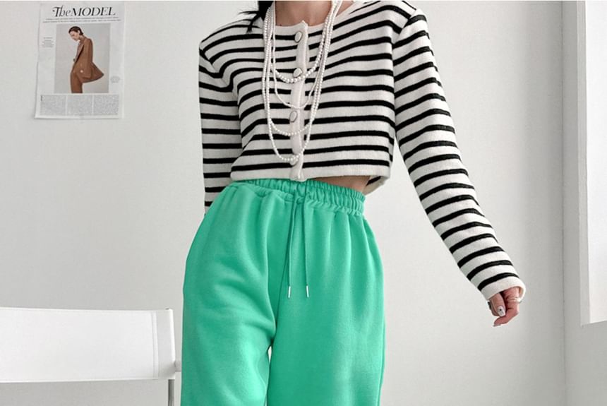 Chubby Girl - Effen fleecegevoerde joggingbroek met trekkoord in de taille