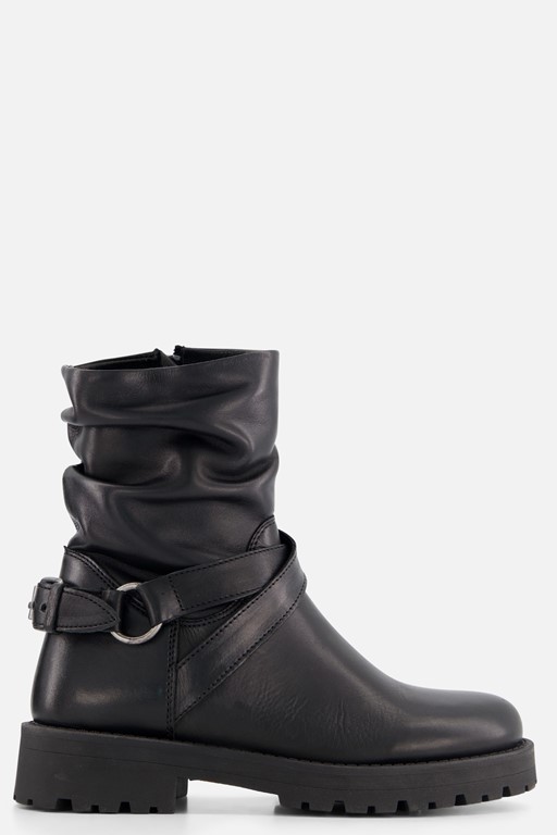 Cellini Plooi Biker boots zwart Leer