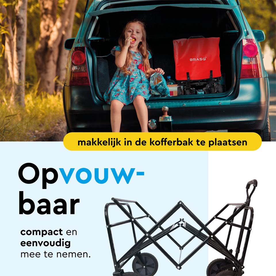 BRASQ 100 Liter opvouwbare bolderkar - Red