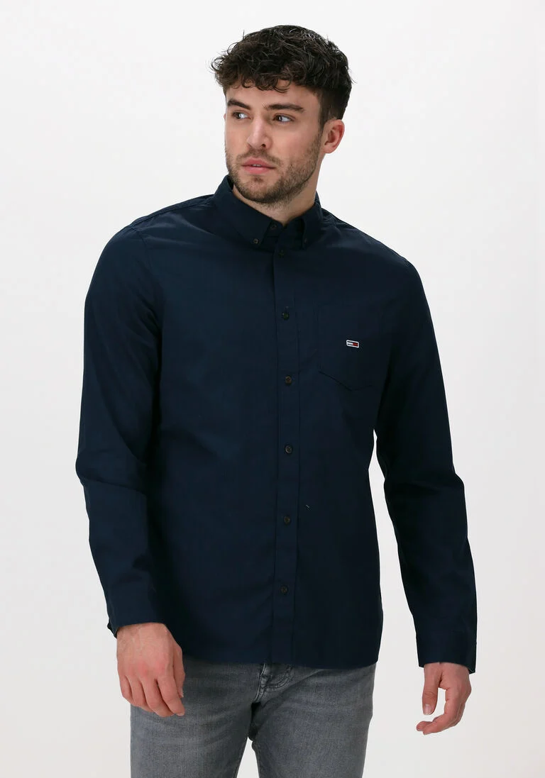 TOMMY JEANS donkerblauwe tommy jeans casual overhemd tjm essential light twill shirt