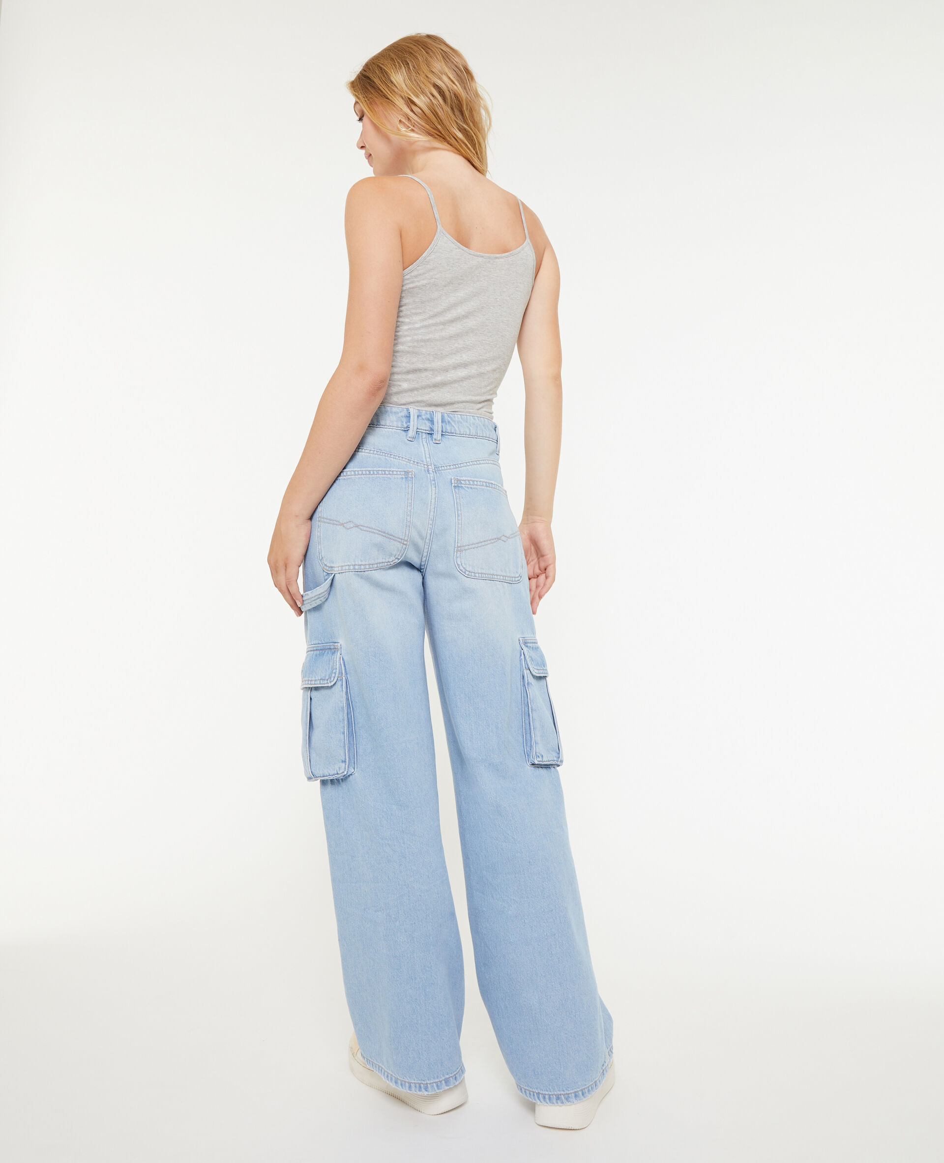 Jean cargo large - Bleu