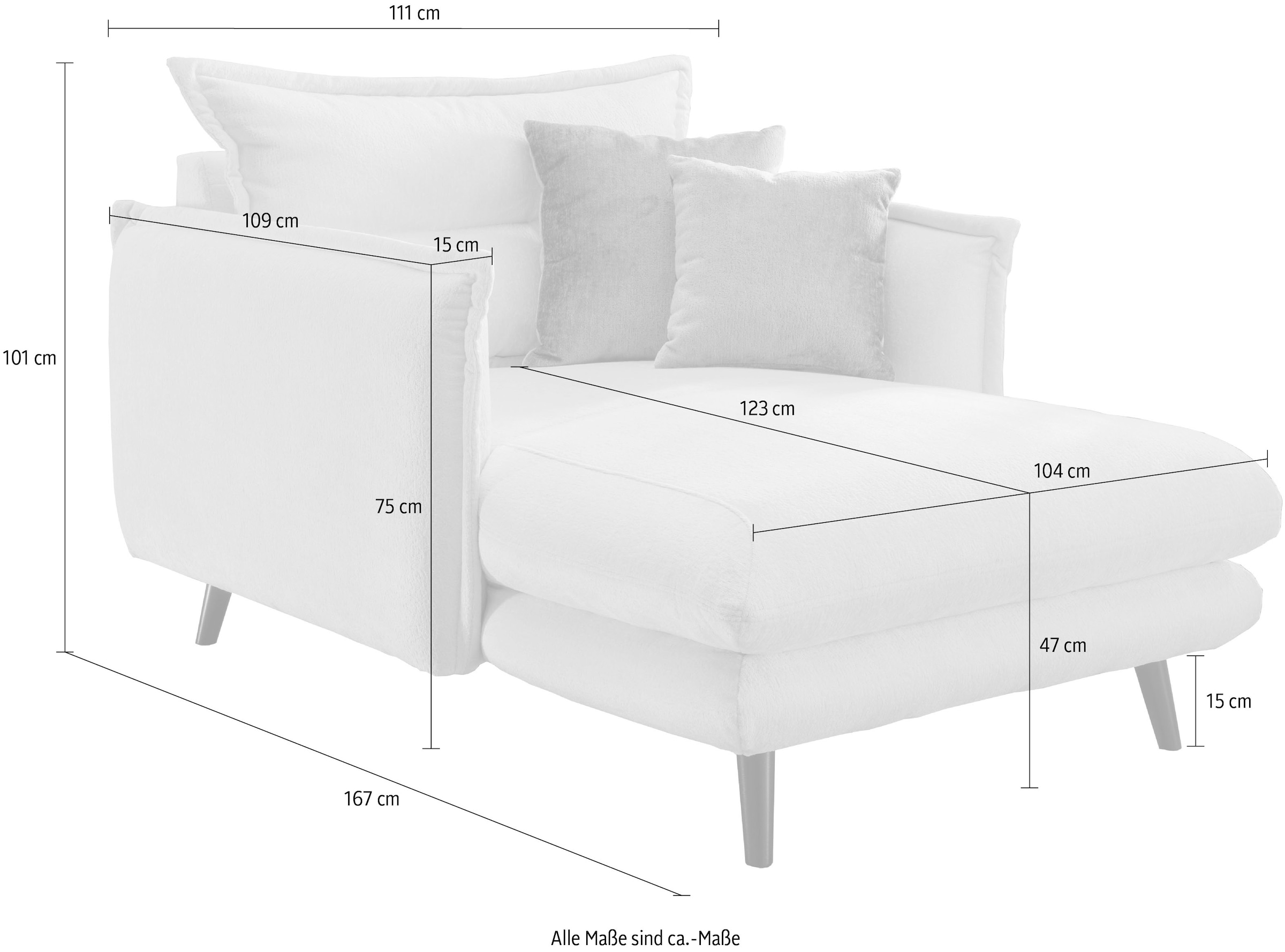 INOSIGN Loveseat »Lazio« moderner Sessel mit einer bequemen Polsterung, 2 Stk. Zierkissen