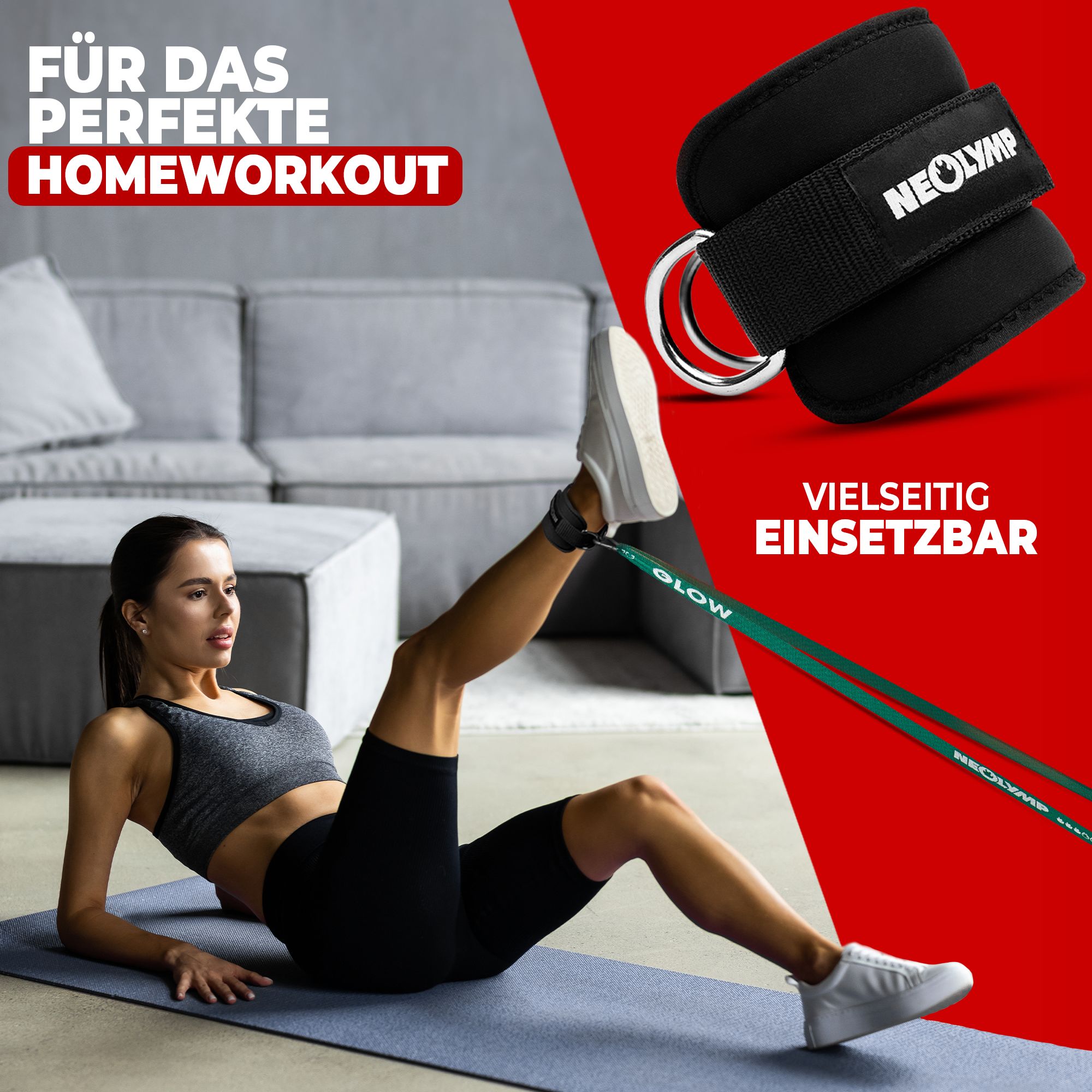 NEOLYMP 2er Set Fußschlaufen Schwarz