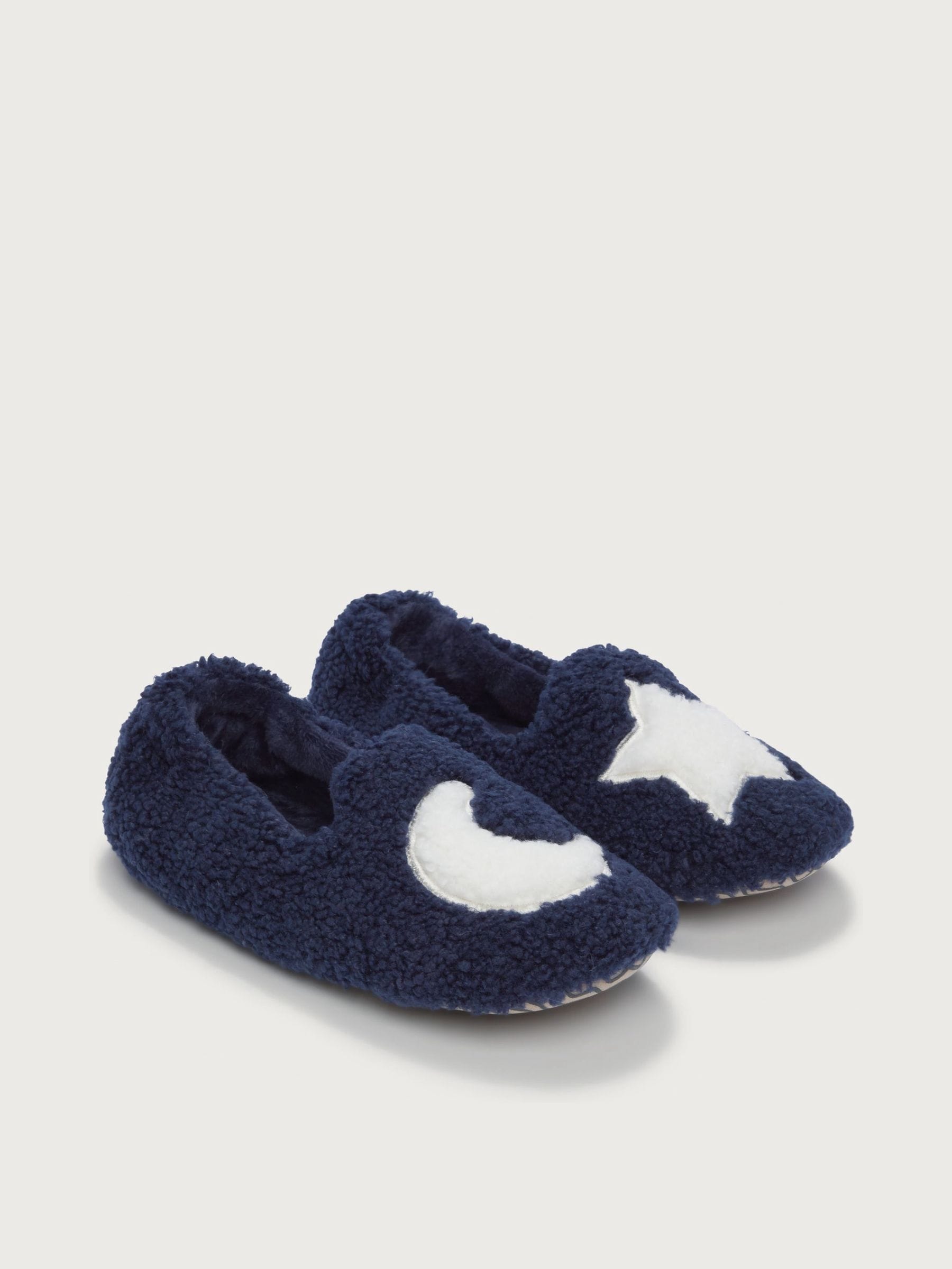 The White Company blauwe pantoffels met sterren en maan