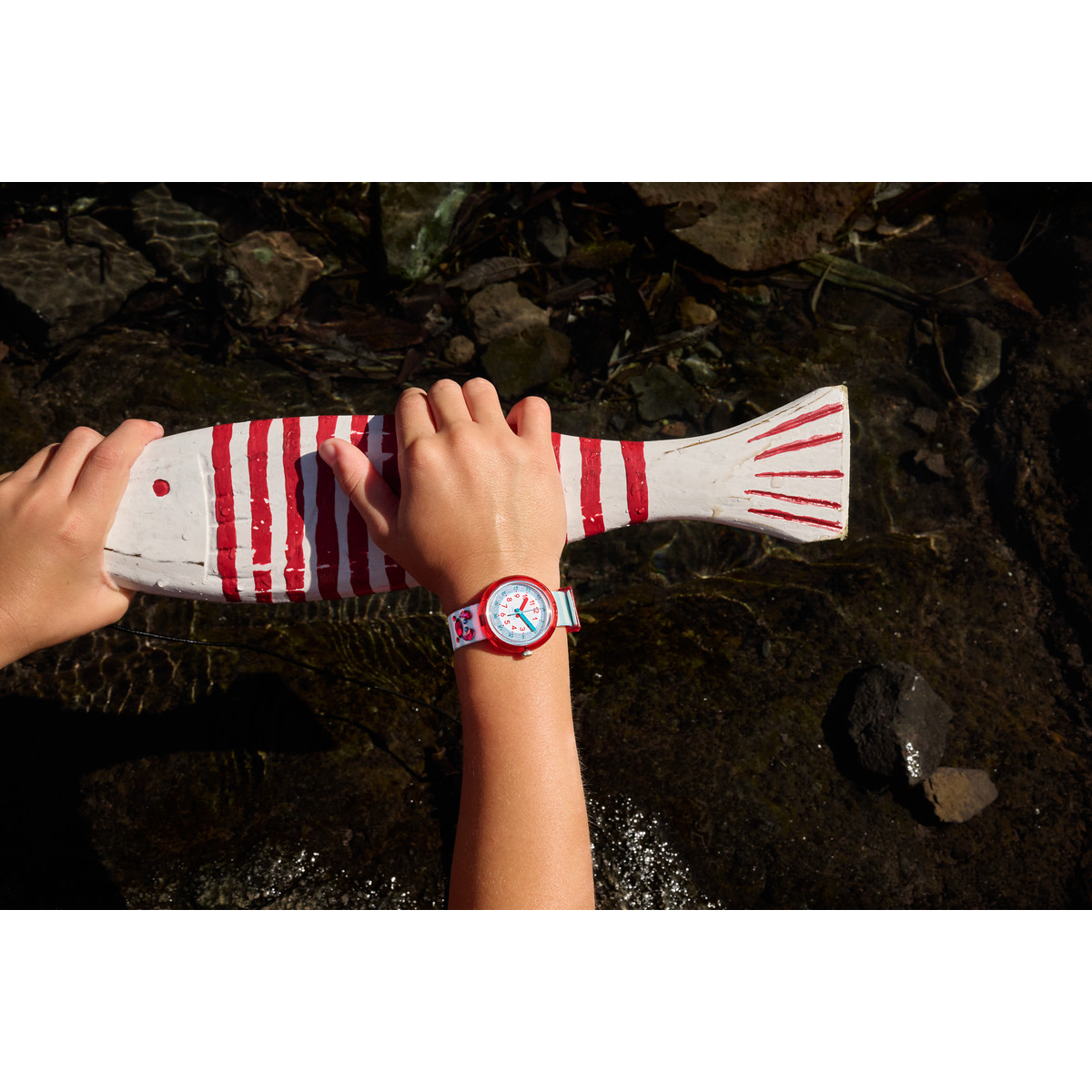 Montre FLIK FLAK Shine bright Shining crab enfant plastique biosourcé bracelet PET recyclé bleu