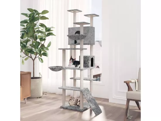 Arbre à chat avec griffoirs en sisal Gris clair 191 cm