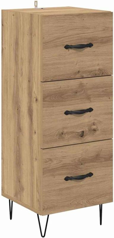 vidaXL - Dressoir - Eikenkleurig - 34 x 34.5 x 90 cm - Bewerkt Hout